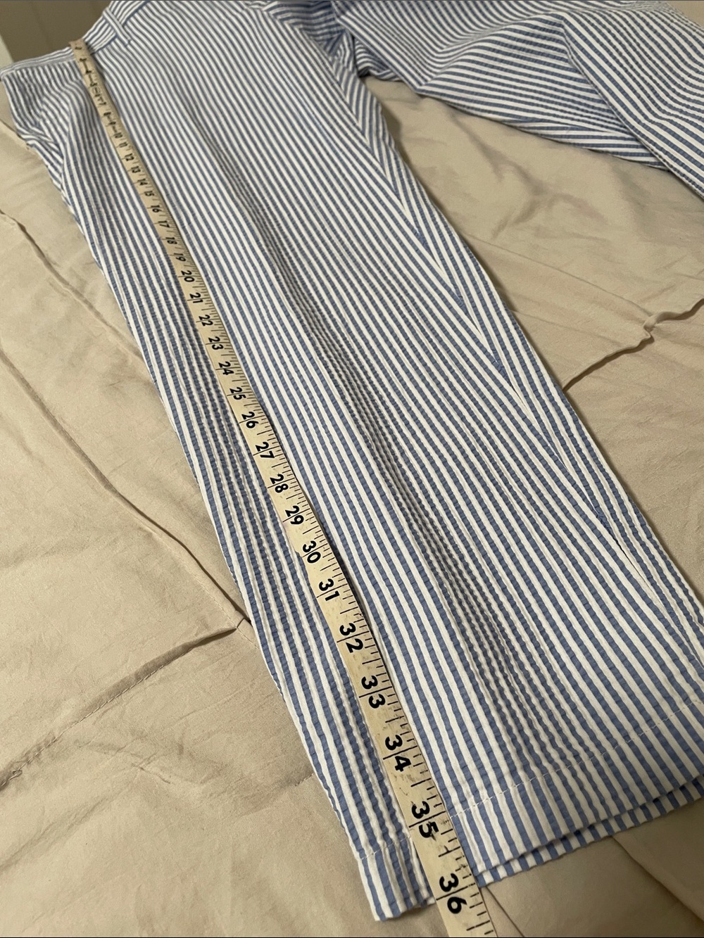 NWT Talbots Blue and White Striped Cropped Pants, Size 12P - Picture 6 of 6